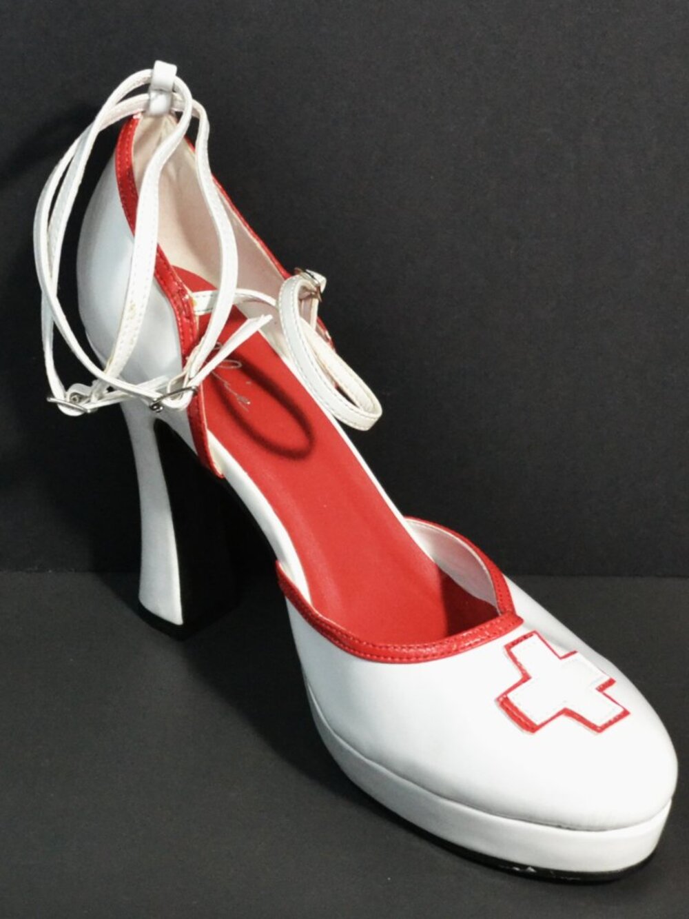 Ellie Costume Nurse Shoes High Heel With Straps Dress Up Cos Play Halloween - Picture 3 of 6